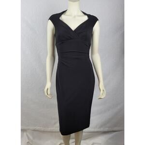 Anne Klein Womens Dress Size S Black Clingy Knee-Length Fitted Ruched Cocktail